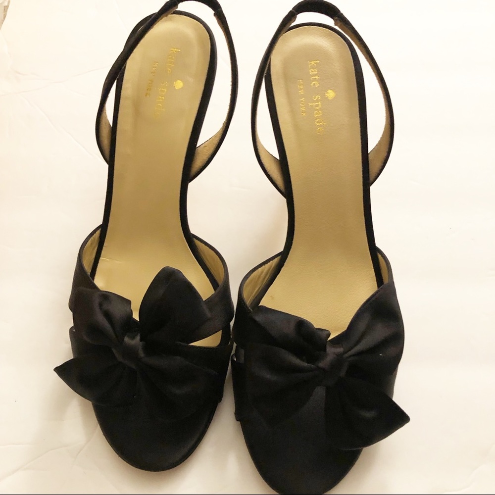 Kate Spade Marlena Sandals Satin Black Bow Size 9.5